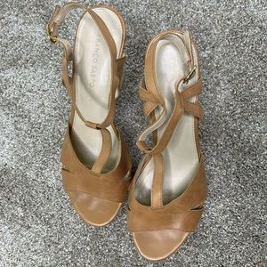 Tan Wedge Sandals - size 11, barely worn